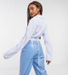 Collusion Fitted Shirt With Cocoon Sleeves In Blue Stripe-blues