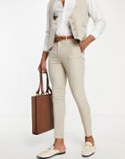 Asos Design Super Skinny Pants In Stone Microtexture-neutral