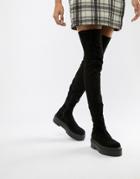 Asos Design Kami Flat Chunky Over The Knee Boots - Black