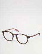 Gucci Round Clear Lens Glasses In Tort - Brown