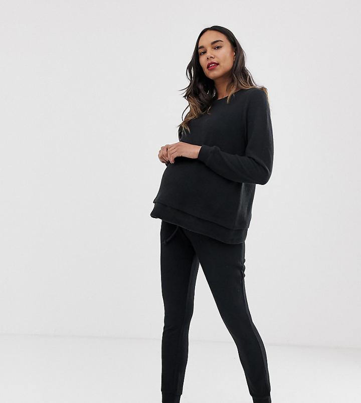 Asos Design Maternity Lounge Soft Touch Sweat & Jogger Set - Black