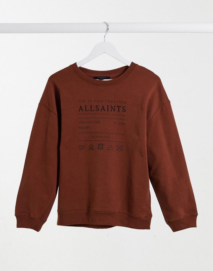Allsaints Veda Relaxed Sweatshirt With Logo In Brown