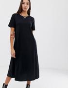 Asos Design Huge Midi Swing T-shirt Dress - Black