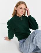 & Other Stories Recycled Polyester Round Neck Sweater In Dark Green