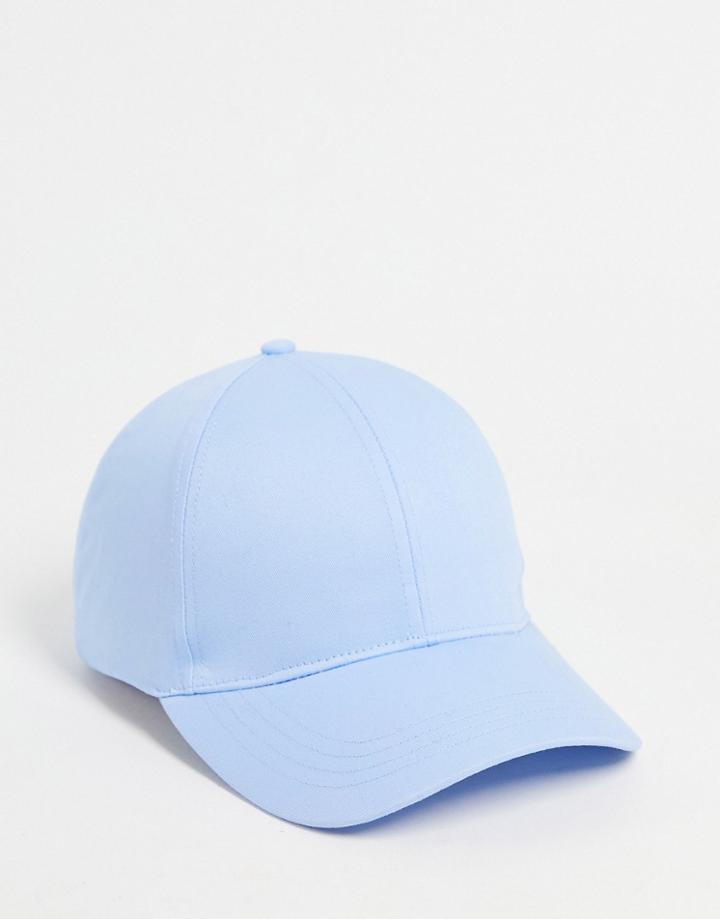 Asos Design Canvas Baseball Cap In Baby Blue