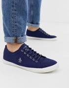 Original Penguin Lace Up Plimsolls In Navy - Navy