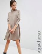 Asos Petite Knit Tunic Dress In Cashmere Mix - Black