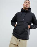 Pull & Bear Half Zip Padded Jacket In Black With Hood - Black