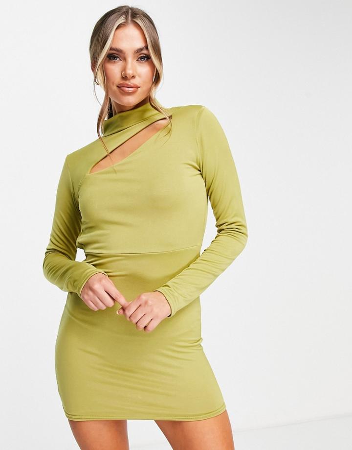 Public Desire Slinky Backless Mini Dress In Palm Green