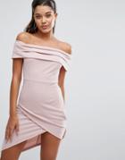 Parallel Lines Off Shoulder Bodycon Dress - Pink
