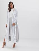 Asos Edition Split Side Jacket In Sequin - Blue