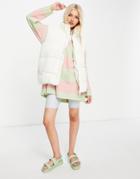 Monki Lacy Padded Sleeveless Jacket In White - White