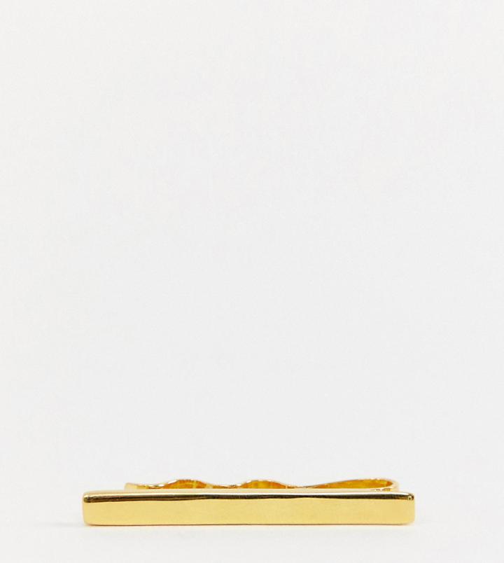 Asos Design Sterling Silver Tie Bar With Gold Plate - Gold