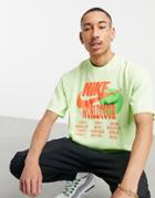 Nike World Tour Pack Graphic Oversized T-shirt In Lime-green