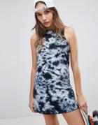 Santa Cruz Logo Tank Dress In Tie Dye - Black
