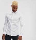 Asos Design Tall Slim Fit Shirt In Red & Blue Dot Print - White