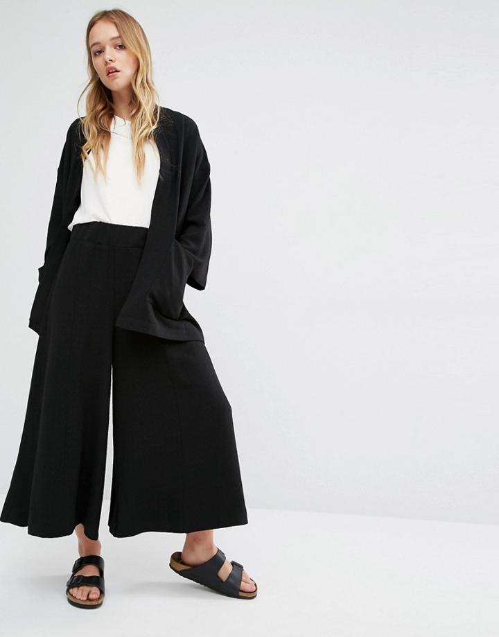 Adpt Culotte Co-ord Wide Leg Pants - Black