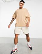 Asos Design Oversized Fit Heavyweight T-shirt In Beige-neutral