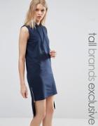 Noisy May Tall Hooded Dress With High Low Hem - Navy