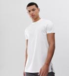 Asos Design Tall Longline T-shirt With Crew Neck And Side Splits In White