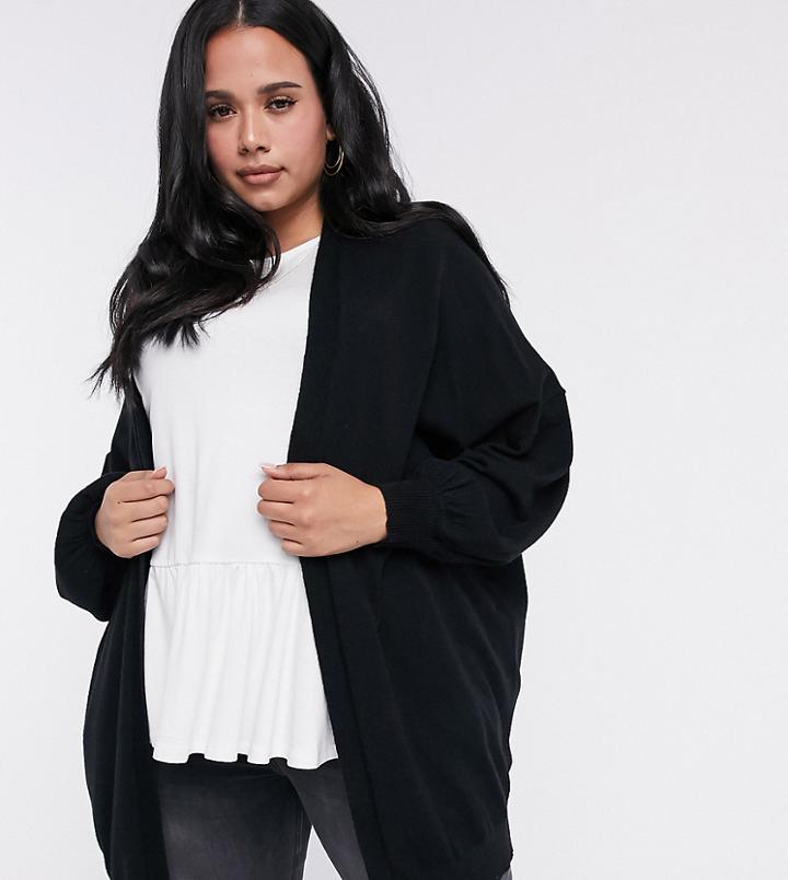 Asos Design Curve Longline Fine Knit Cardigan-black