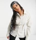 Asyou Oversized Waisted Shirt In Stone-neutral