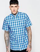 Fred Perry Shirt In Tartan & Gingham Check Short Sleeves In Slim Fit - Prince Blue