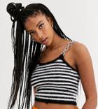 The Ragged Priest Fluffy Knit Crop Top With Chain Straps In Stripe