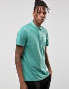 Selected Slim Fit Slub Jersey Polo Shirt With Overdye - Green