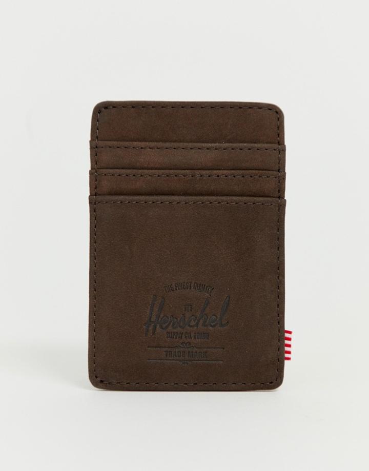 Herschel Supply Co Raven Rfid Leather Card Holder In Dark Brown - Brown