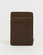 Herschel Supply Co Raven Rfid Leather Card Holder In Dark Brown - Brown