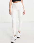 Mango High Waisted Active Leggings In White