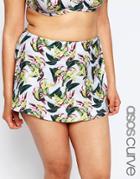 Asos Curve Jungle Print Palm Wrap Bikini Skirt - Jungle Print