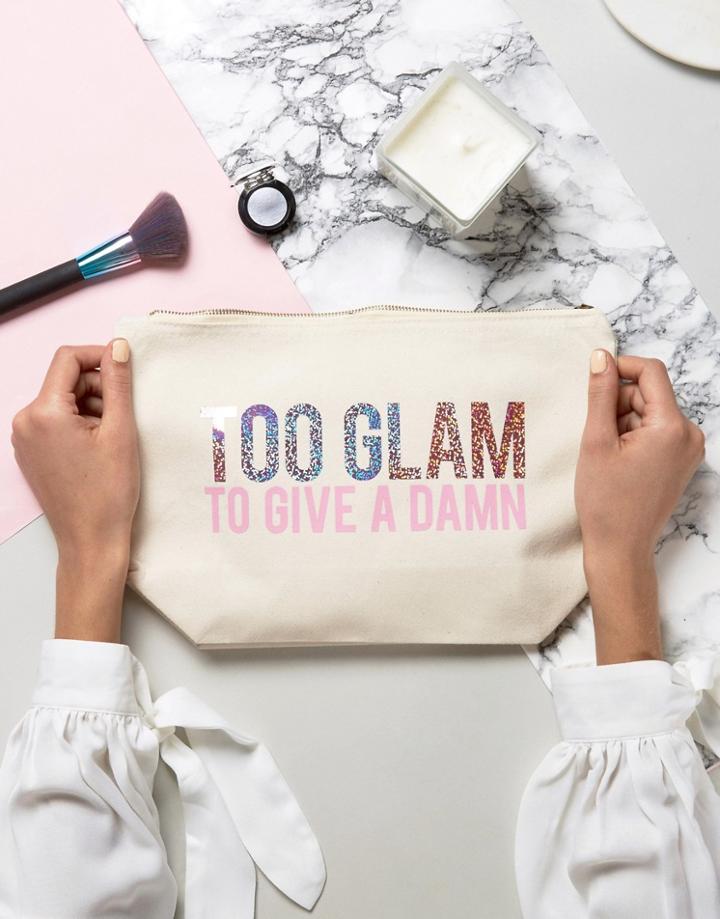 Crazy Haute Too Glam To Give A Damn Makeup Bag - Beige