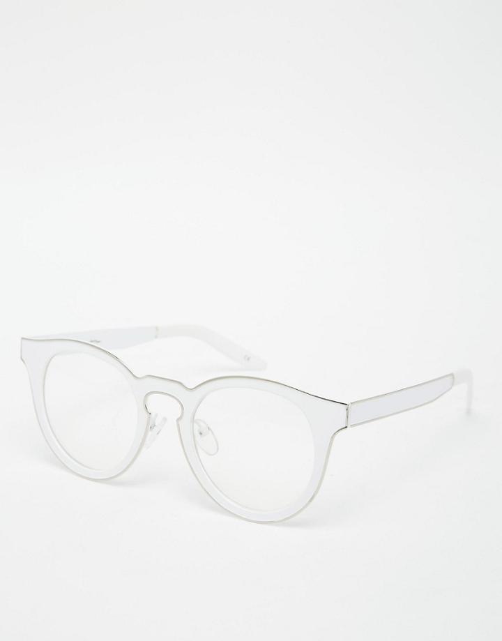 Jeepers Peepers Round Clear Lens Glasses In Silver - White