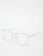 Jeepers Peepers Round Clear Lens Glasses In Silver - White