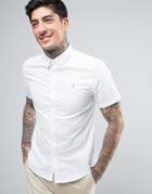 Farah Brewer Short Sleeve Shirt Oxford Slim Fit Buttondown In White - White