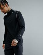 New Look Sport Half Zip Long Sleeve Top In Black - Black