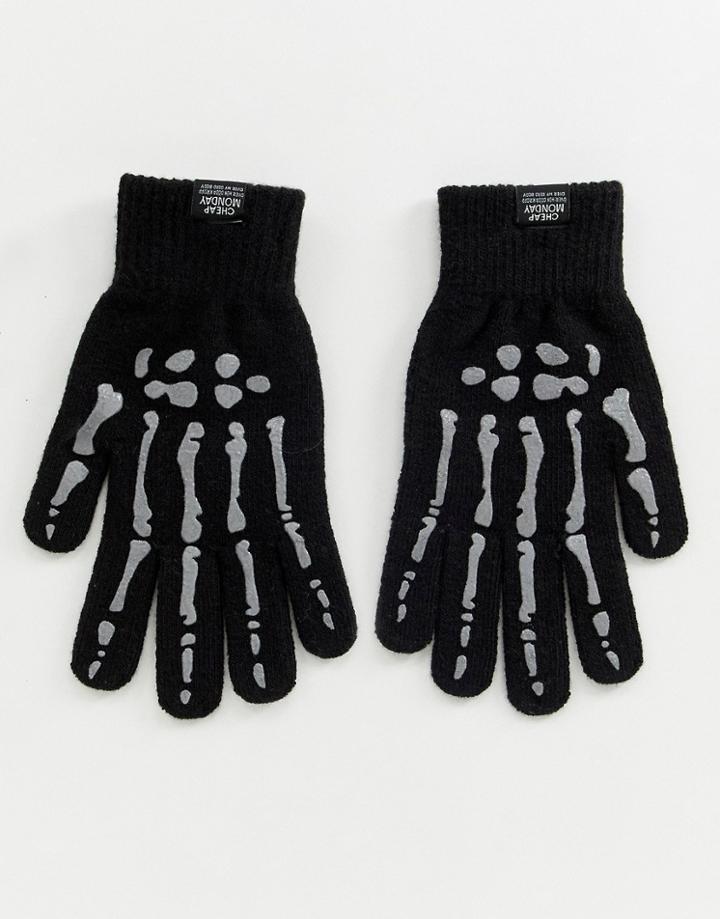 Cheap Monday Skull Hand Magic Gloves - Black