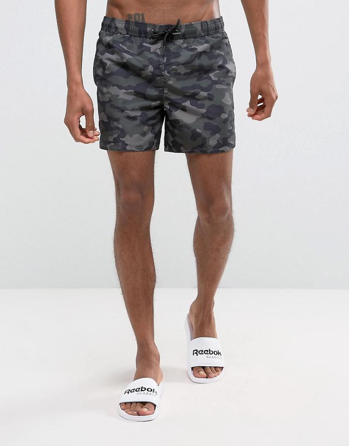 New Look Swim Shorts In Camo Print - Green