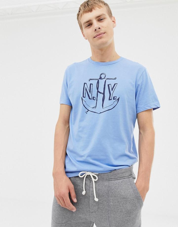 J.crew Mercantile Ny Anchor Print T-shirt In Blue Marl - Blue