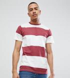 Jacamo Tall T-shirt In Block Stripe - Red