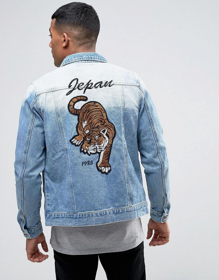 Liquor & Poker Denim Trophy Jacket Tiger - Blue