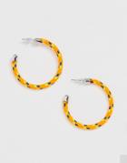 Asos Design Hoop Earrings In Tape Fabric In Neon Orange - Multi