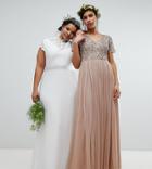 Tfnc Plus Bridal Maxi Bridal Dress With Scalloped Lace And Open Back - White