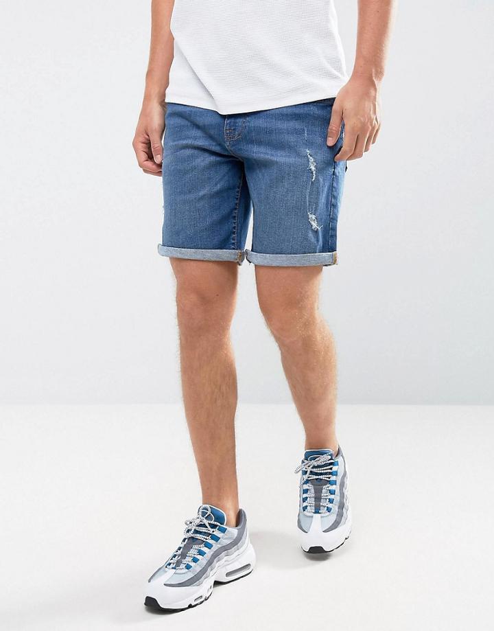 Brooklyn Supply Co Denim Short Mid Wash - Blue