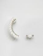 Johnny Loves Rosie Bridal Pearl Ear Cuff And Stud - Silver