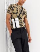 Asos Design Faux Leather Flight Bag In White With Lanyard And Front Clip