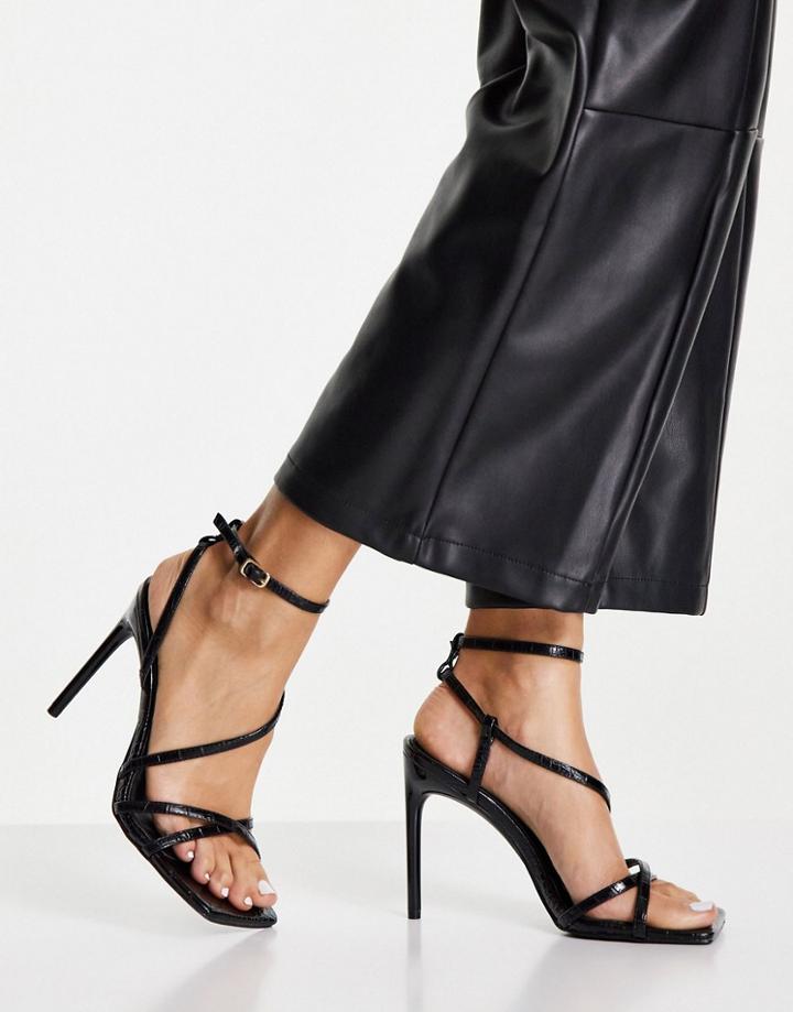 Miss Selfridge Sassy Black Cross Strap Heel Sandals