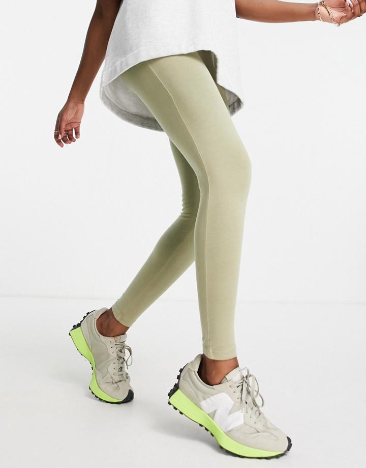 Asos Design Legging In Washed Khaki - Mgreen